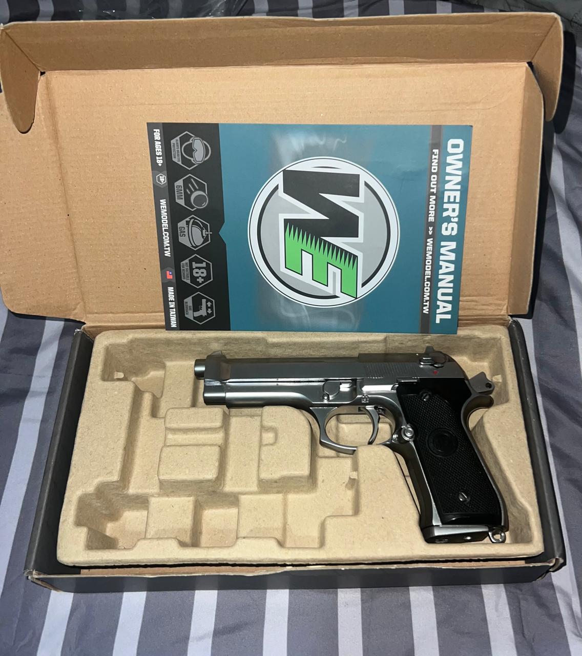 Pistola Airsoft WE GBB M92 Standard Blowback Cromada – Reali
